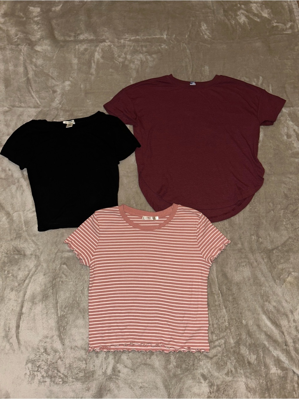 Three Medium Crop Tops Women's Striped Tee Bundle